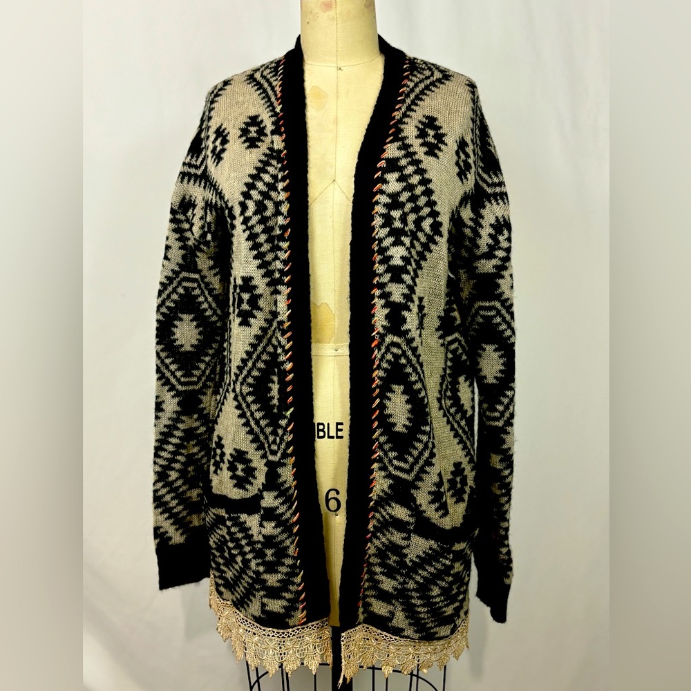 BKE Southwestern Boho Print Cardigan Sweater Duster Jacket Small One Size